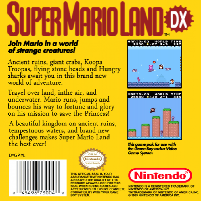 Super Mario Land DX (Hack) — Box back